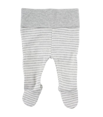 Pantaloni con piedini a righe bianco / grigio per prematuro